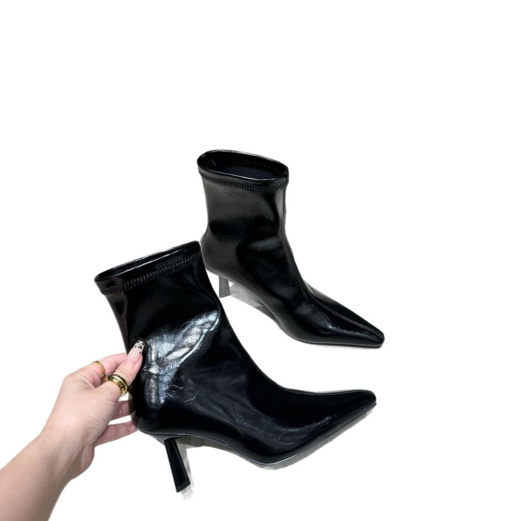 Pointed Boots Short Boots Women's 2025 Autumn and Winter New European and American Short Women's Boots Thin Heel High Heel Boots Design Sense Thin