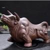 Handmade Large Purple Clay Ox Tea Pet for Kung Fu Tea Ceremony