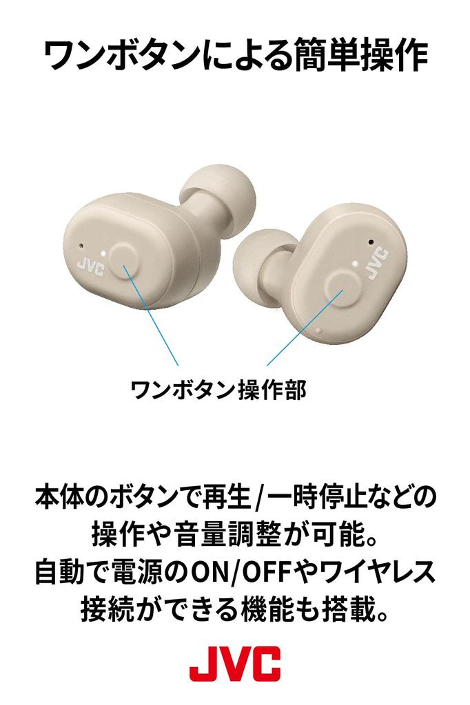 JVC Kenwood HA-A11T-T True Wireless Earbuds, Compact and Lightweight (5.2g), 28-Hour Playtime, Ambient Sound Capture, Waterproof, Bluetooth Ver. 5.1