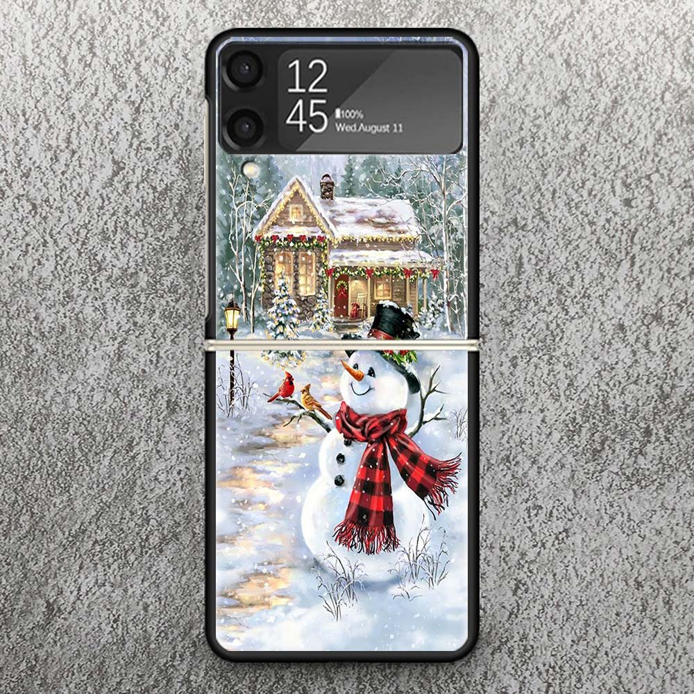 Christmas Santa Claus Present Print Case For Samsung Galaxy Z Flip 3 4 5 6 7 5G Phone Shell Flip7 Flip6 Flip5 Flip4 Flip3 Patter