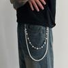 Layered Pants Chain Rhinestones Flower Faux Pearls Accent Punk Style Metal Jeans Chain For Men Women