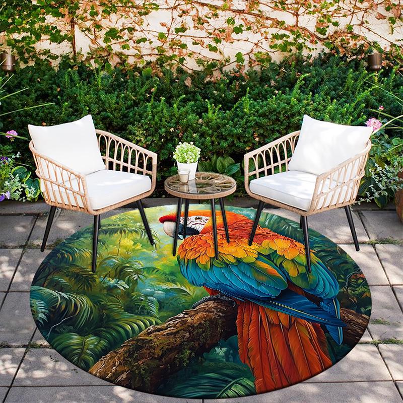 Parrot Pattern Round rug,Carpet Rug for Living Room Bedroom Sofa Playroom Decor,Non-slip Floor Mat,Holiday Gifts and Birthday Gifts