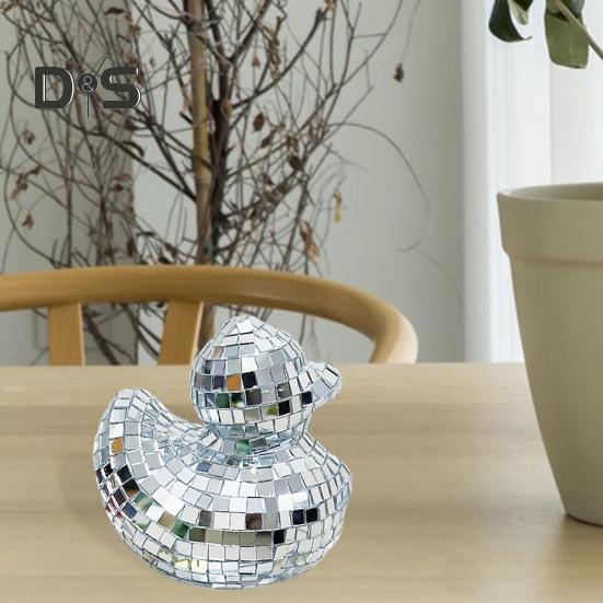 Płytki lustrzane Disco Figurka kaczki Mała kaczka Statua Rzeźba zwierzęca Domowe biuro Półka na książki Dekoracja pulpitu Ozdoba Prezent świąteczny