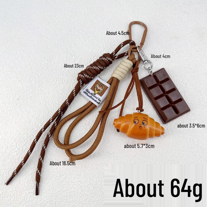 INS-Style Miu Series Alkaline Water Bread Bag - Cute Chocolate Pendant Jewelry Keychain