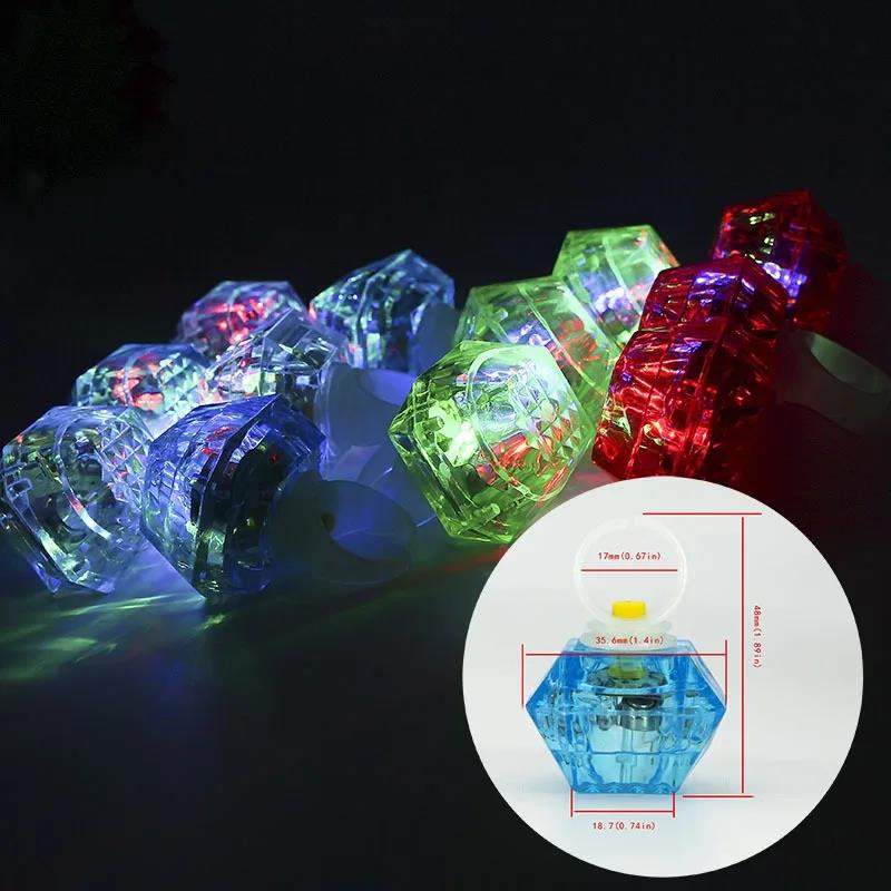 1pcs LED Glowing Diamond Ring Large Simulated Diamond Ring Birthday Halloween Party Props Colorful Glow Ring Light Finger Light