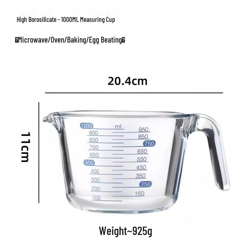 Xihe 1000ML Borosilicate Glass Measuring Cup with Handle