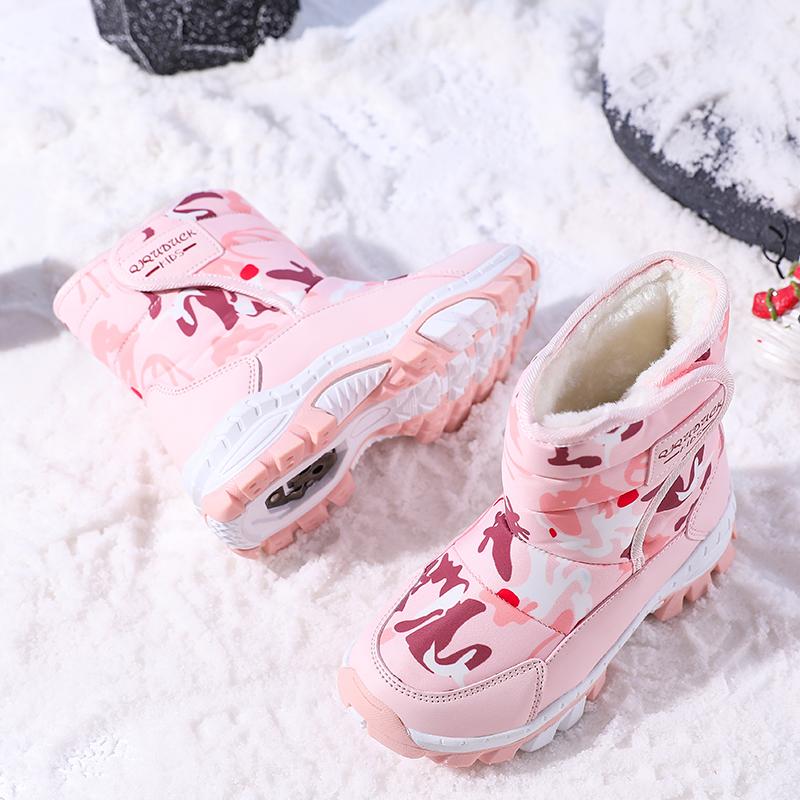 Autumn/Winter High-Top Kids Winter Snow Boots Cotton Shoes Fluffy Wolf Teeth Non-slip Warm Girls Snow High Top Sports Shoes