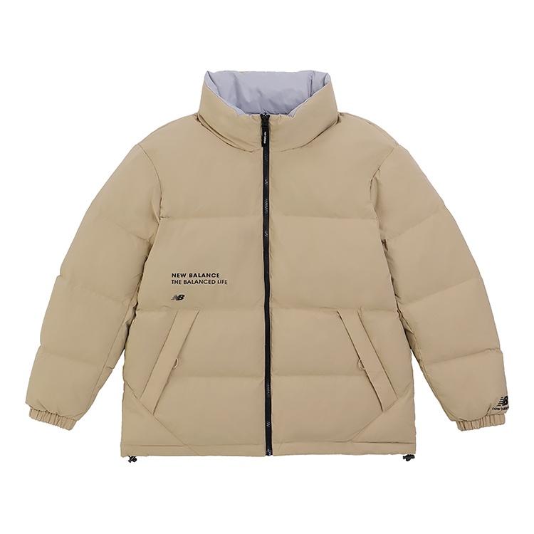 New Balance Logo Warm Down Jacket Asia Sizing Grey Khaki Unisex 5PC44273-BEI S