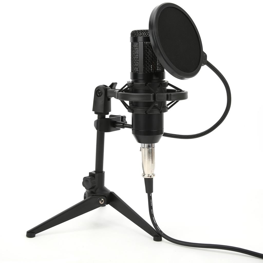 Condenser Microphone 3.5mm Plug with Adjustable Tripod Set Kit for Broadcast Recording
