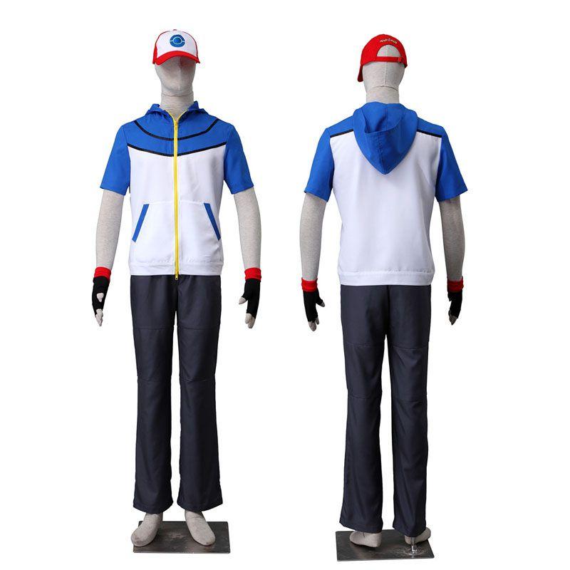 Ash Kids Ketchum Adult Cosplay Trainer Costume Halloween Party Birthday