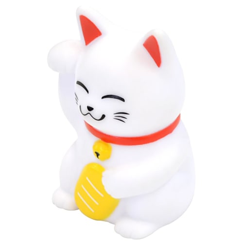 Mascot Toothbrush with Suction Cup, Maneki Neko, White