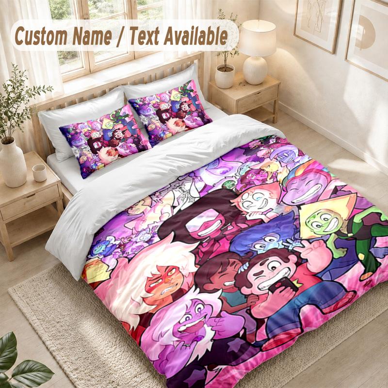 Steven Universe Bettwäsche-Set, 1 Bettbezug & 2 Kissenbezüge Weich Bequem Schlafzimmer Heimtextilien Dekor