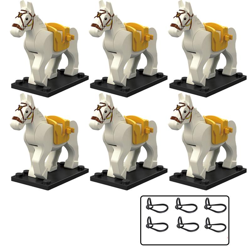 Medieval Military Building Blocks Cavalry Army Horse Animal Elephant Camel Wolf Crocodile Brick Toy Accessories S003