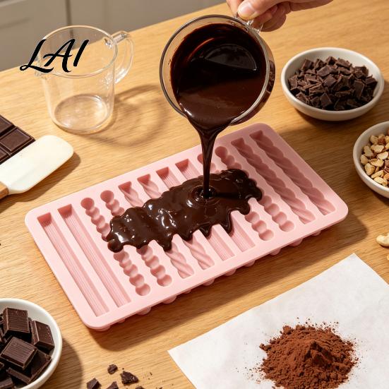 Flexible Soap Crafting Mold Silicone Chocolate Rod Mold 12 Cavity Non-stick Baking Tray Heat Resistant Molds Strip for Oven And Refrigerator Kitchen