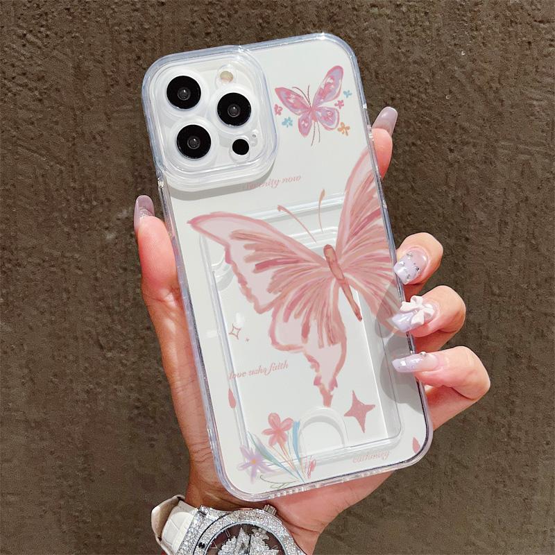 Card Slot Holder Silicone Wallet Pocket Case For Oppo Reno 10 12 13 14 Samsung A16 A26 A36 Xiaomi Redmi Note 12 13 11 10 14 Cover Clear Phone Bumper