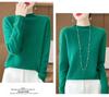 2025 Autumn/Winter Women's Half-High Collar Hollow Design Pure Wool Seamless Sweater Pullover