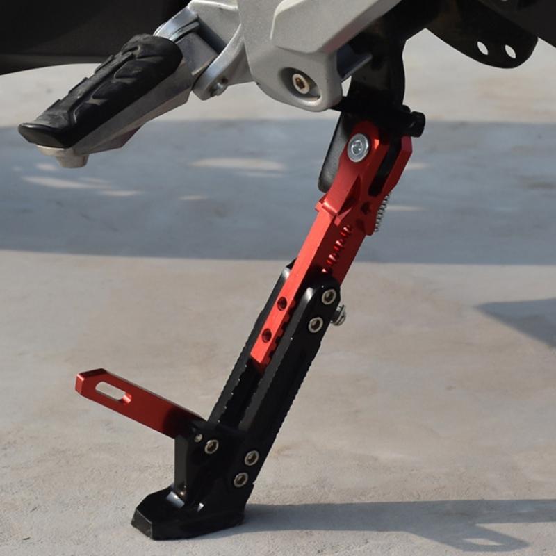Motorcycle Extendable Stand Holder E-Bike Scooter Replacement Kickstand Adjustable Foot Side with Spring and Screws