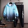Sonbahar kışlık kapşonlu pantolon takım elbise nefes rüzgar geçirmez uzun kollu erkek Hoodie İpli pantolon spor giyim seti