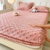 Modern Home Embossed Mattress Protector Bed Sheet Pillowcase Set Antiallergic Thickened Mattress Cover Grid-shaped Bed Cover