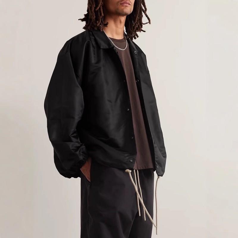 Mens Oversized Streetwear Coach Jacket With Silicone Letter Print Casual Winter Outerwear Loose Fit Black