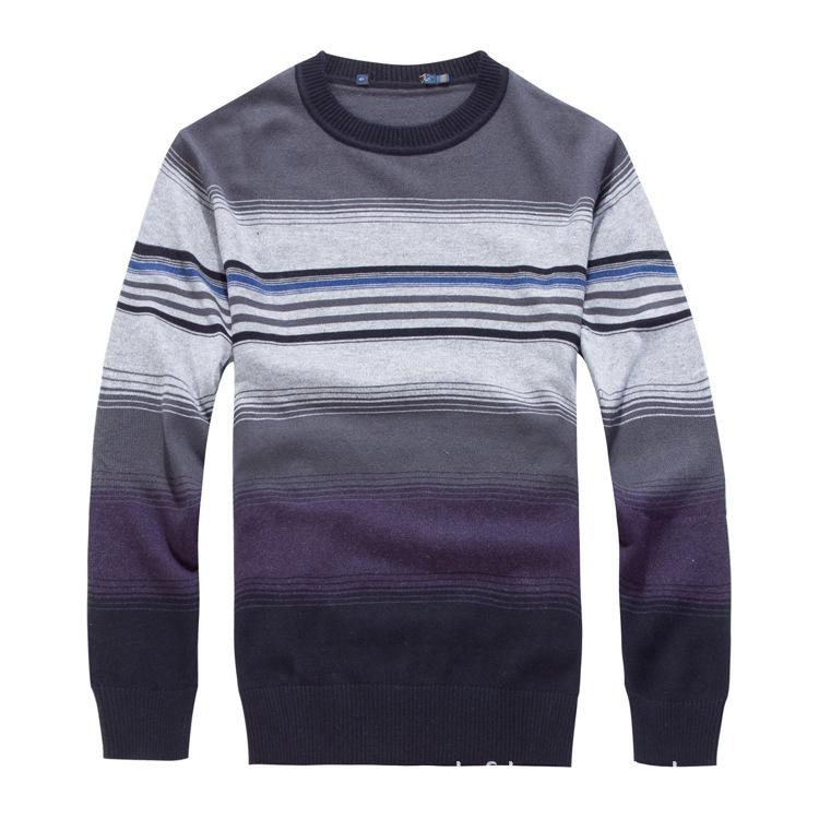 Counter Brand Autumn Striped Wool Crew Neck Sweater for Men HSWD4H048