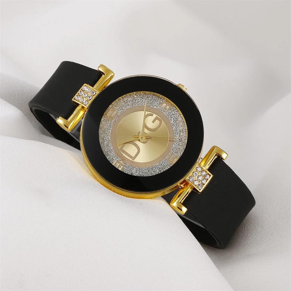 Mode Damen Einfache Großes Zifferblatt Quarz Uhr Lässig Sportlich Schwarz Weiß Silikon Damenuhr vielseitig Kleid Geschenkuhren