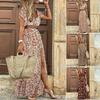 Floral Women Summer Long Maxi Dress Ladies V Neck Boho Beach Holiday Sundress