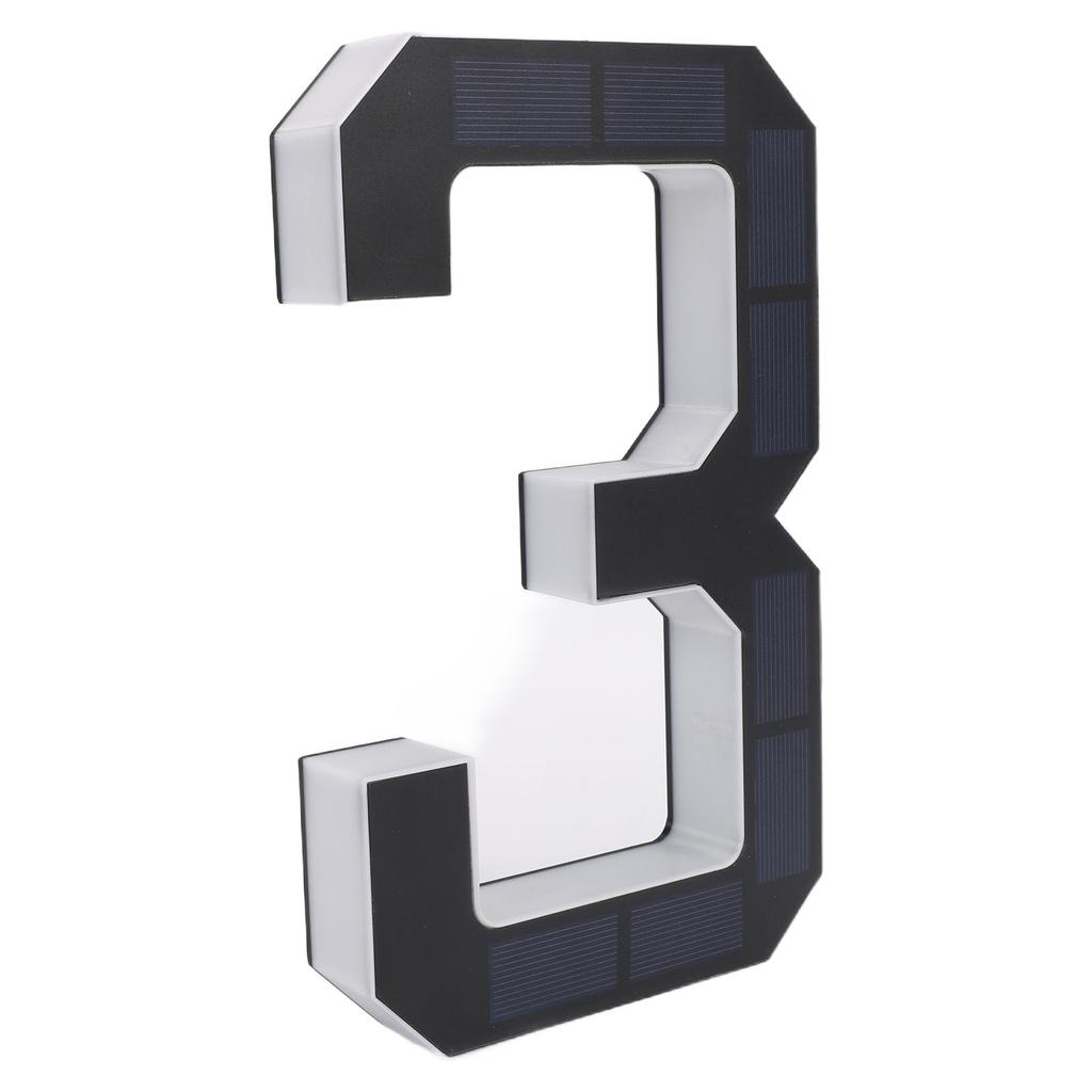 Solar Lighted House Number 3 Water Proof Auto Light Sensor LED Illuminated Address Number for Home Hotel Shop