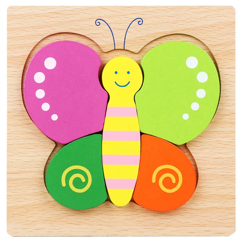 High Quality 3D Wooden Puzzles Educational Cartoon Animals Early Learning Cognition Intelligence Puzzle Game For Children Toys