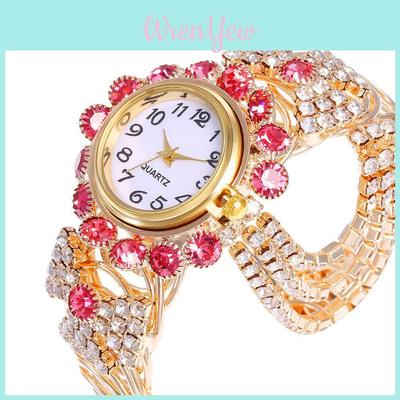 Women Quartz Watch With Alloy Band And Rhinestone Accents For Fashion Jewelry Gift