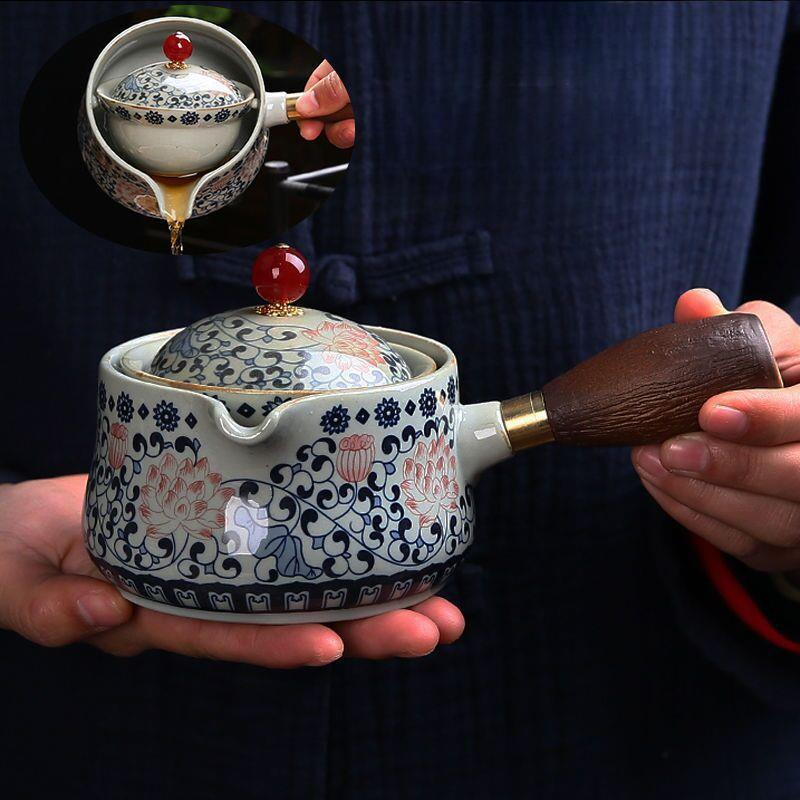 Chinese Style Kung Fu Travel Ceramic Tea Set Portable Teapot Set with 360 Rotation Tea Make Teacup Cup for Tea Gift Bag 2025 New