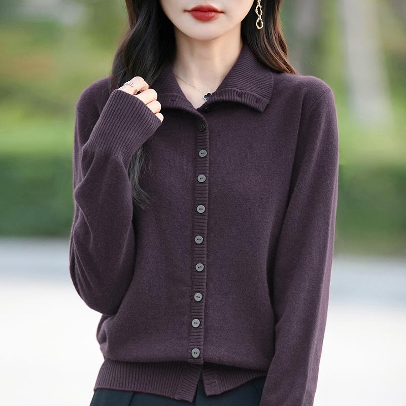 Women's Thick Knit High Collar Cardigan Sweater - Autumn/Winter Loose Long Sleeve Buttoned Jacket
