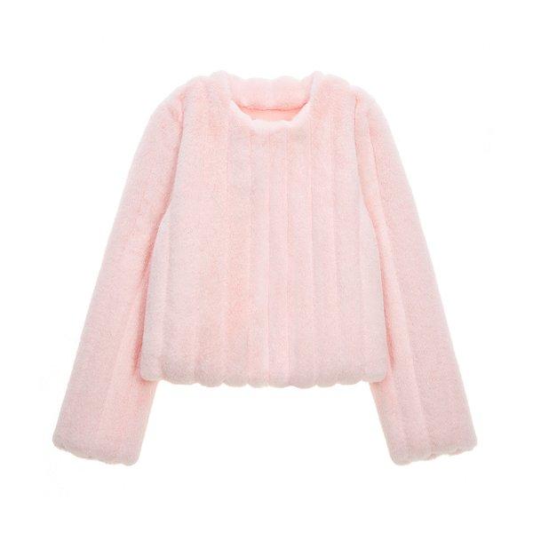 Faux Fur Jue Short Jacket  Ljk020krfkf 