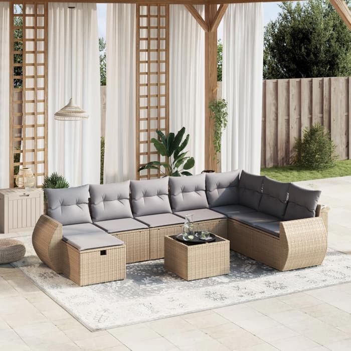 VidaXL Garden Lounge Set with Cushions 9 Pcs, Patio Sofas, Patio Furniture Set, Outdoor Furniture, Mix 3264215