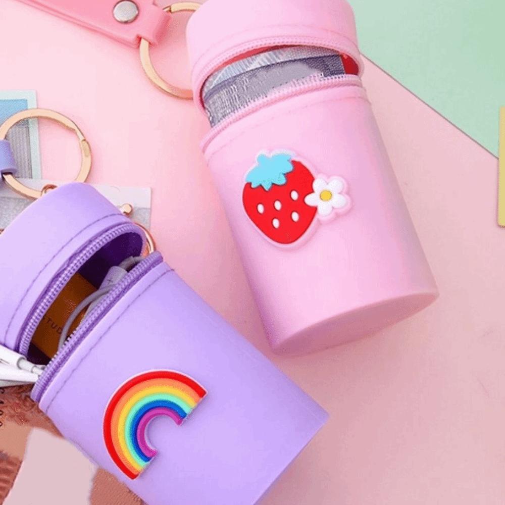 Pattern Coin Pocket Silicone Multifunctional Headphone Storage Bag Bucket Bag Key Chain Coin Purse