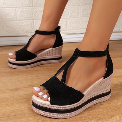 Retro Chunky Platform Gladiator Sandals for Women Plus Size Wedge High Heels Sandals Woman Comfy Peep Toe Platform Sandles 43