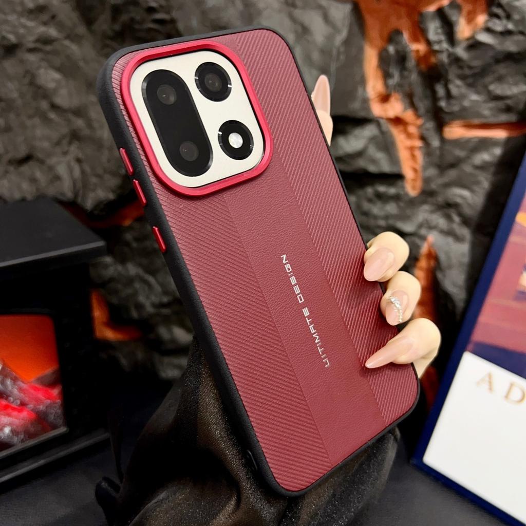 For OnePlus 15 15T 15S 1+15 1+15T 1+15S Case Luxury Textured Leather Ultimate Design Red Camera Frame Protective Cover