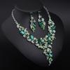 Crystal Diamond Flower Clavicle Short Necklace Set, Dress Banquet Bridal Accessories