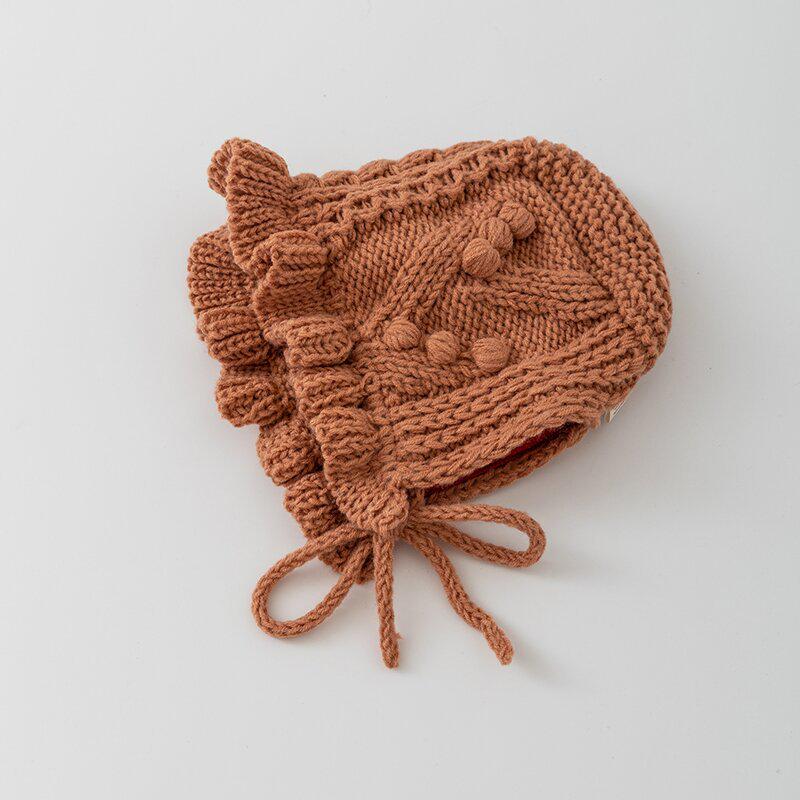 Korean-Style Hand-Knitted Wool Hat for Newborns – Warm, Windproof, and Ear-Protective for Boys and Girls.