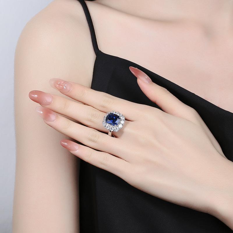 **European Style Red Sapphire & Emerald Women's Ring, S925 Silver with Simulated Diamonds**