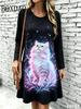 Women's Elegant Party Mini Dress Loose Crew Neck Short Sleeve Home Dress Summer Casual Daily Graphic Animal Cats 3D Print Dress