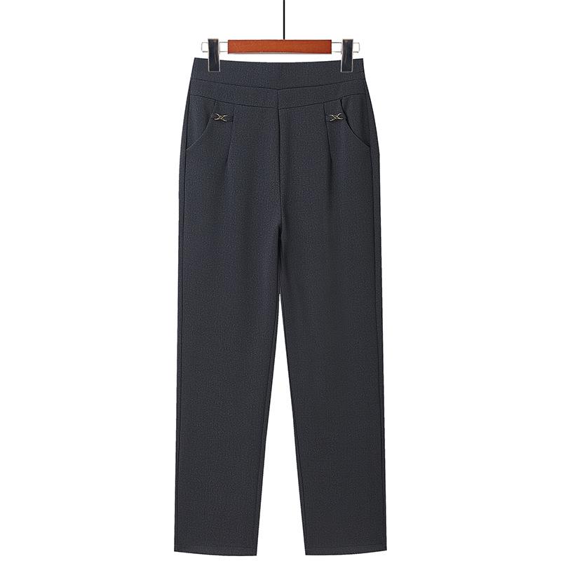 

Mom s Spring Versatile Fashion High-Waist Straight-Leg Casual Pants for Middle-Aged and Elderly Women 3XL (120-135jin) темно-серого