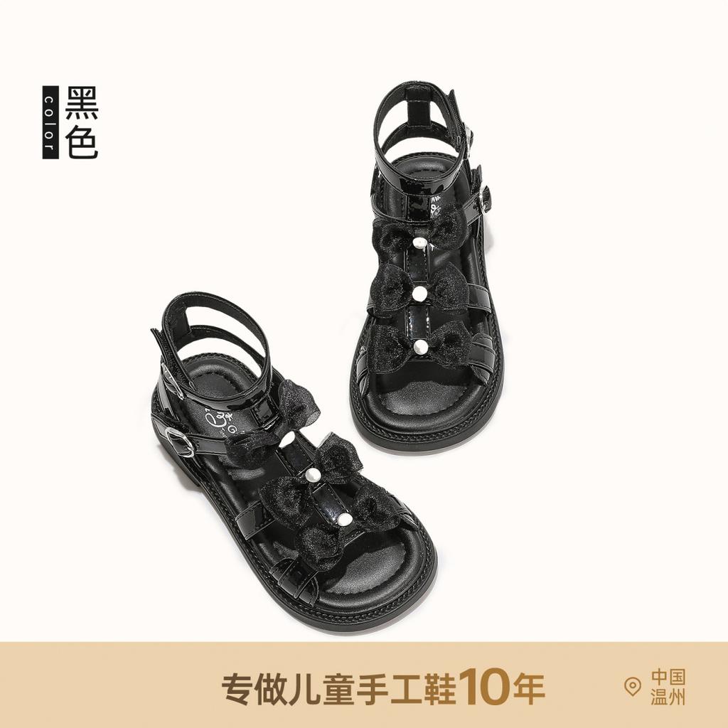Girls High-top Roman Sandals Summer 2025 New Fashion Bow Children Princess Shoes Girls Beach Sandals