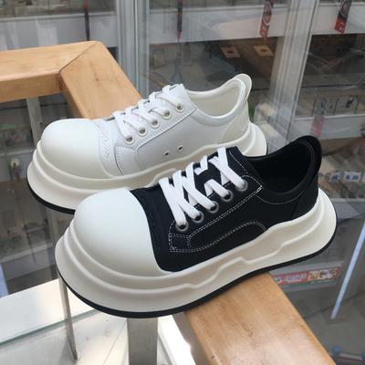 Chaussures en cuir à grosse tête pour femmes style rétro américain décontracté plateforme rehaussement chaussures en toile chaussures pain style rétro