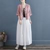 Retro Embroidered Disc Button Linen Cotton Shirt Women's Summer Chinese Zen Tea Dress Loose Short V-neck Top
