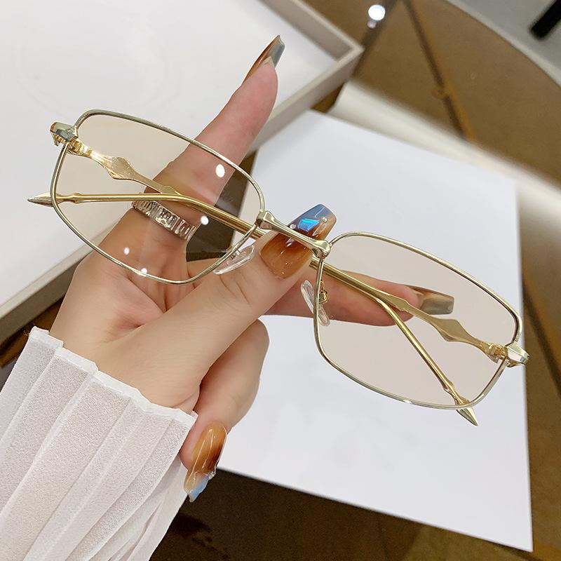 Square Irregular Trend Small Metal Frame Sunglasses Korean Version High-end Retro UV400 Anti-ultraviolet Shades Glasses