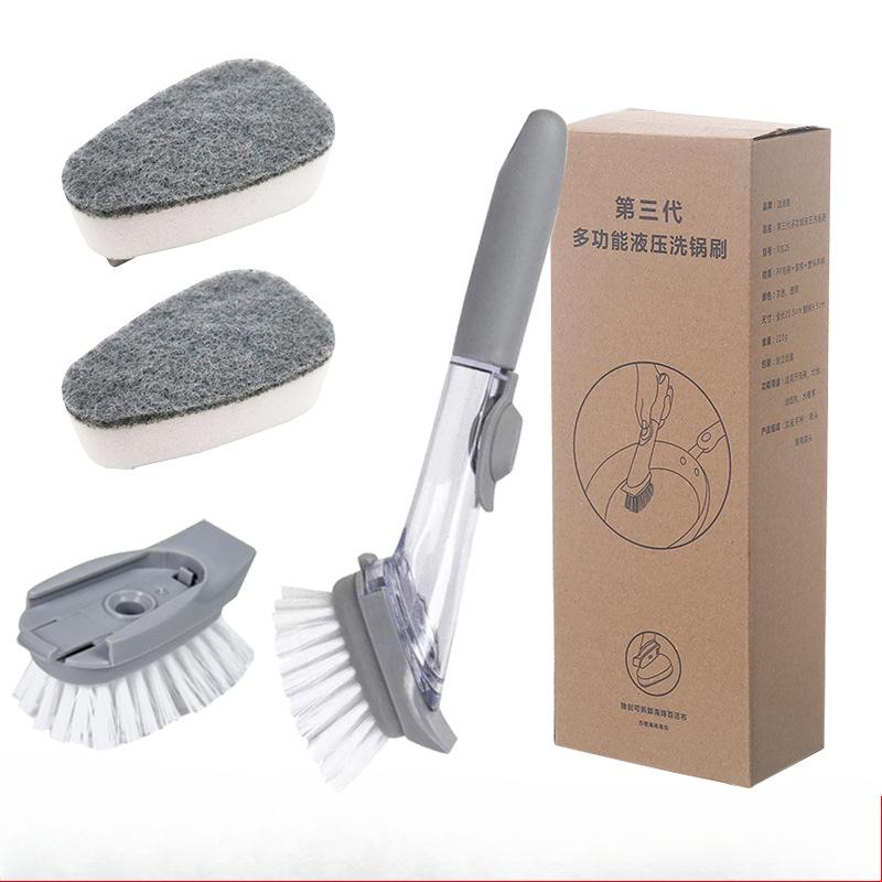 Kitchen Liquid-filled Pot Brush Multi-functional Bowl Brush Household Long-handled Oil Brush Hydraulic Pot Brush
