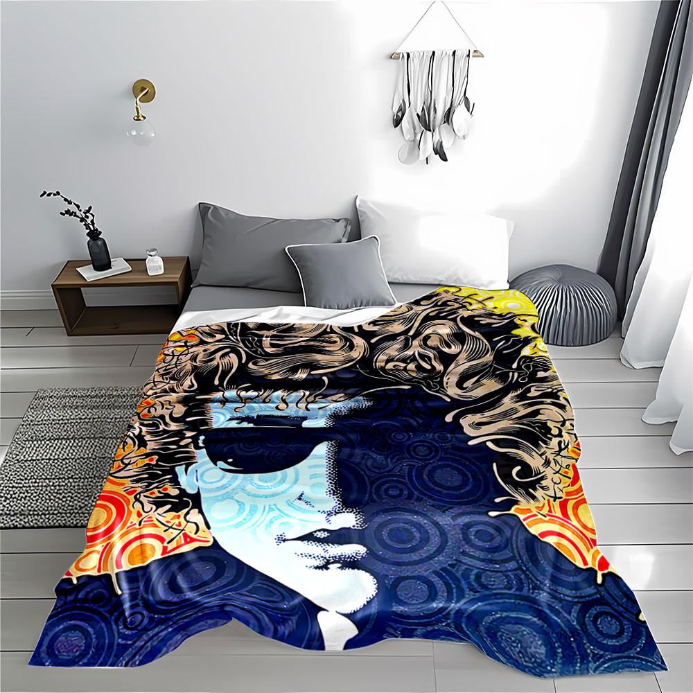 Psychedelic Retro Face Art Blanket for All Seasons Blanket Lunch Break Throw Gift