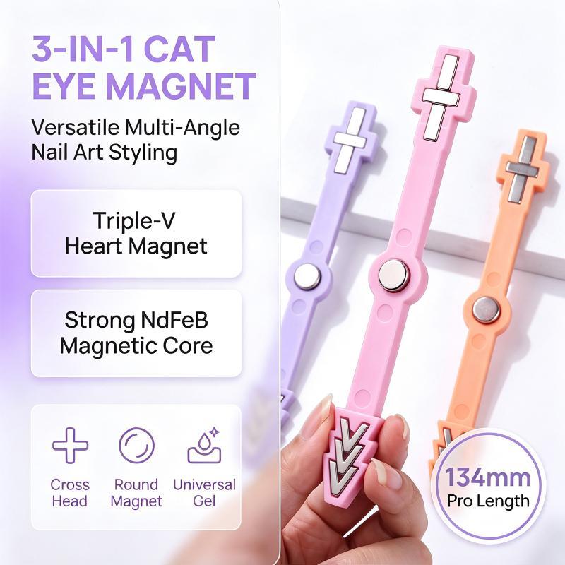 3-i-1 Neglemagnet Værktøj 3D Kærlighedshjerte Katteøje Neglemagnet Månemønster Fransk Negl UV Magnetisk Stav DIY Neglesalon Tilbehør