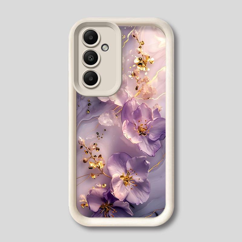 Phone Case for Samsung Galaxy A15 A25 A35 A55 A51 A71 A72 A73 A52 A52s A53 A54 5G Soft TPU Flower Marble Cover